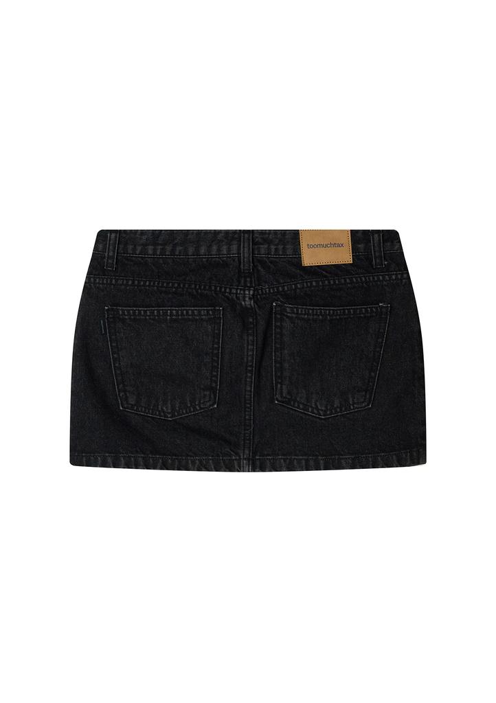 Too Much Tax Denim Mini Skirt (Black)