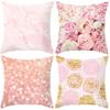 Cushion Cover Soft Washable Square Shape Rose Feathers Nordic Pillowcase for Bed
