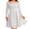 Elegant Women's Vintage Lace Boat Neck Formal Wedding Cocktail Evening Party Swing Dress