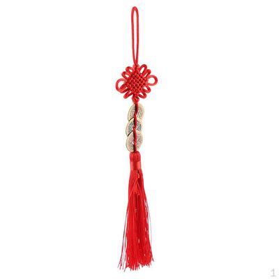 Nœud Chinois 2" Gland Monnaies Feng Shui Pendentif Décor Intérieur Voiture
