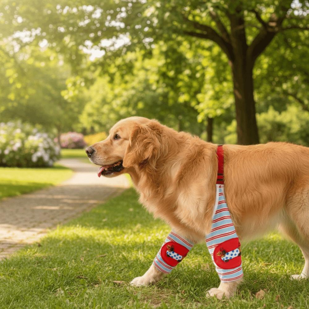 Striped Design Dog Elbow Brace Cartoon Pattern Puppy Joint Protector Dog Knee Pads Large Dogs