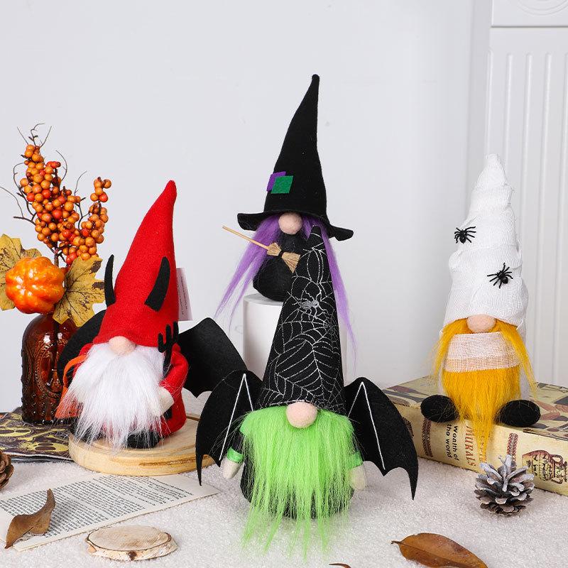 Halloween Decorations: Cute Witch, Bat, Faceless Old Man Doll, Dwarf Figurine, Halloween Party Props