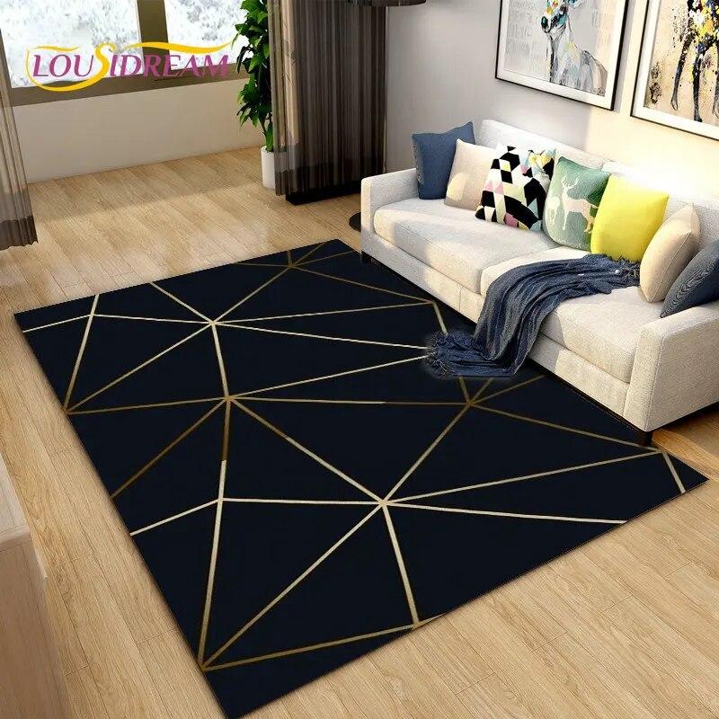 3D Geometric Lattice Pattern Area Rug,Carpet Rug for Living Room Bedroom Sofa Decoration,Kitchen Bath Doormat Non-slip Floor Mat