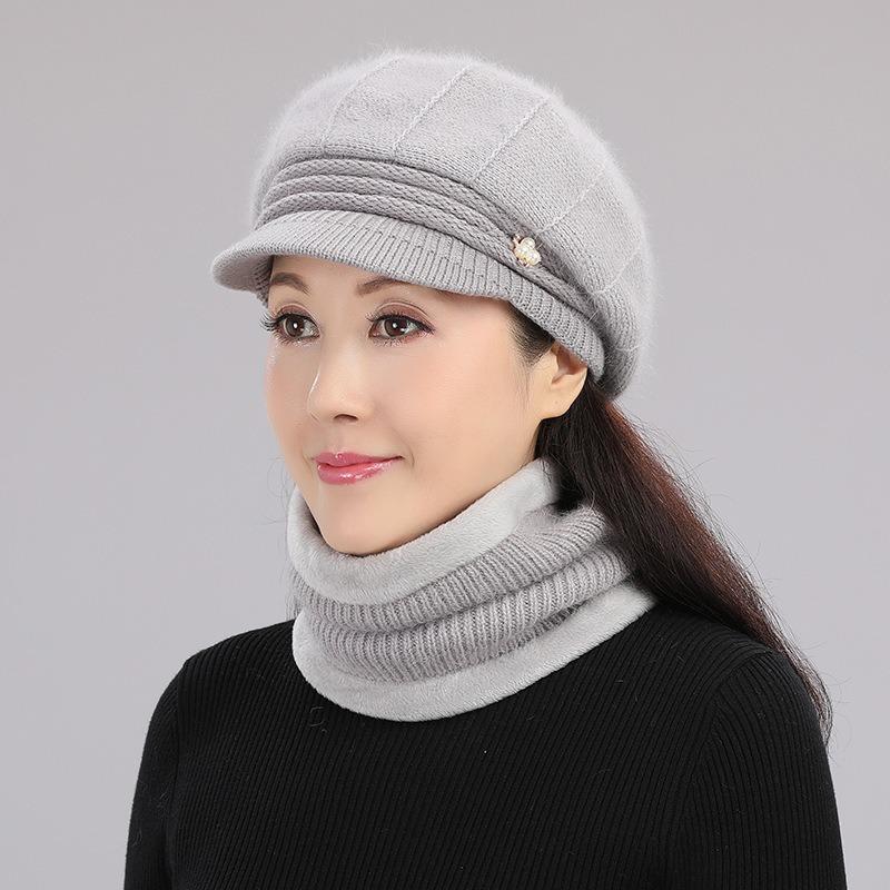 Hat female autumn and winter rabbit plush wool hat plush warm knitted hat cycling cold-proof cap