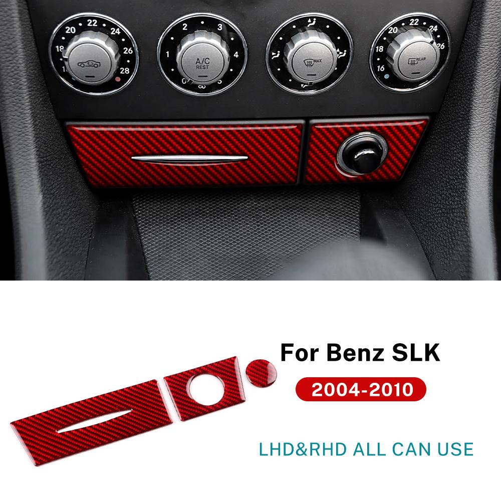 Car AC Storage Bottom Panel for Mercedes Benz SLK R171 2004 2005 2006 2007 2008 2009 2010 Real Soft Carbon Fiber Trim Sticker