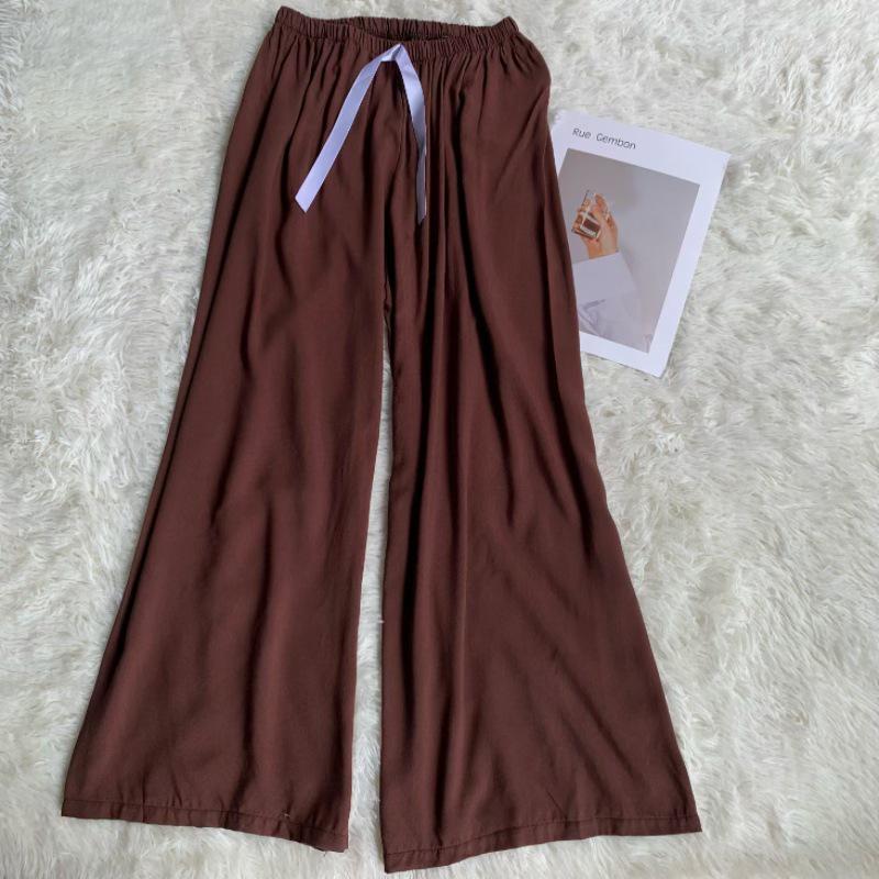 Damspecifika Plus Size Byxor i Bomull och Silke med Vida Ben - Casual Niopunktslängd för Hem & Utomhus