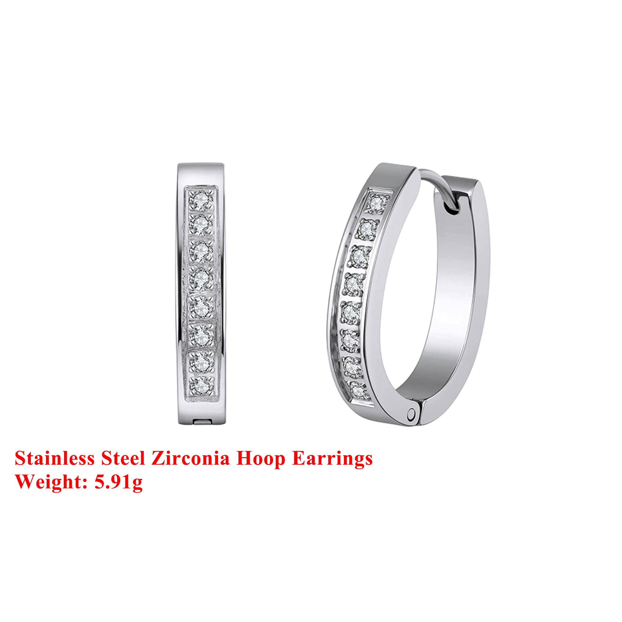 

Effie Queen Stainless Steel 18k Gold Oval-Cut Zirconia Hoop Earrings Simple Jewelry for Women Vacation Banquet Party Gift STKE45 серебряный