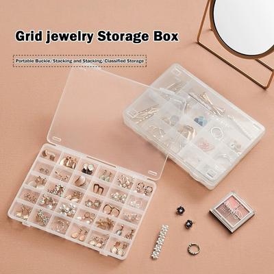 Clear Jewelry Storage Box Plastic Large Capacity Organizer Box Multiple Dividers Portable Earrings Storage Containers
