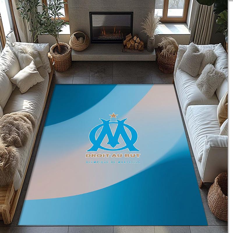 Olympique Lyonnais FC Soccer Football Pattern Soft Area Rug Non Slip Indoor Floor Carpet Sports Decor Mat for Bedroom