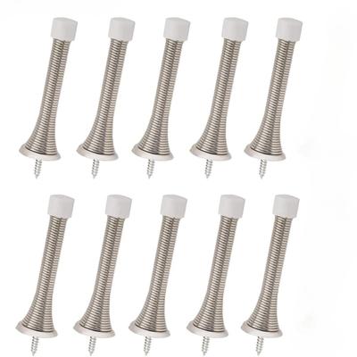 10-Pack Steel Spring Door Stoppers Wall Protector Anti-Collision Pads with Rubber Bumper Tips Easy Install Durable Wall-Mounted