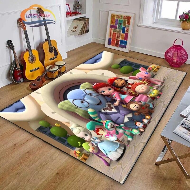 3D Printing Rainbow Ruby Series Carpet Lulu and Bear Cartoon Living Room Bedroom Non-slip Rug Soft Play Area Floor Mat Girl Gift