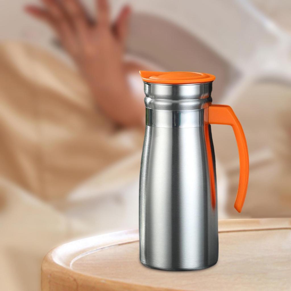 1.0L Stainless Steel Vacuum Thermal Coffee Carafe Modern Tea Kettle Cold Beverage Pitcher for Camping Office Parties Hotel Cafes