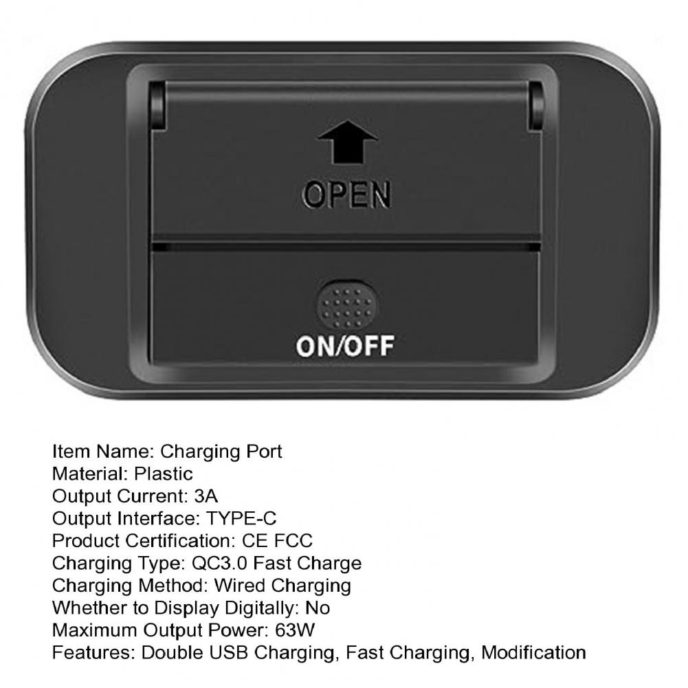 Car RV Motorcycle Modification Charger Double USB Charging Port Fast Charging PD/QC 3.0 USB Modification Car Charger Accessories