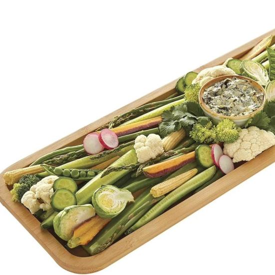 Bamboo Rectangular Cutting Board Tray with Clear Locking Lid Single Compartment Cheese Fruit Nuts Meats Picnics Parties Food Tray