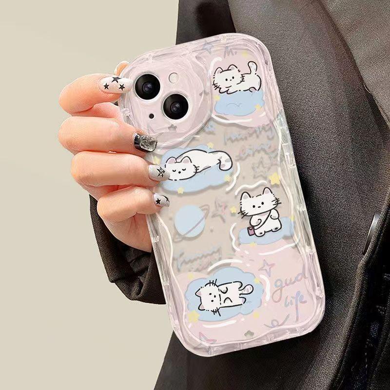 Cute Cat Puppy Phone Case For Samsung Galaxy S10 S20 S21 S22 S23 S24 FE Plus Ultra Note 20 Clear Case