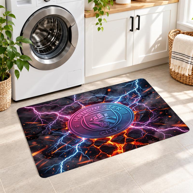 Flannel Kitchen Mat Manchester City Soft Area Rug Non Slip Floor Carpet Home Decoration