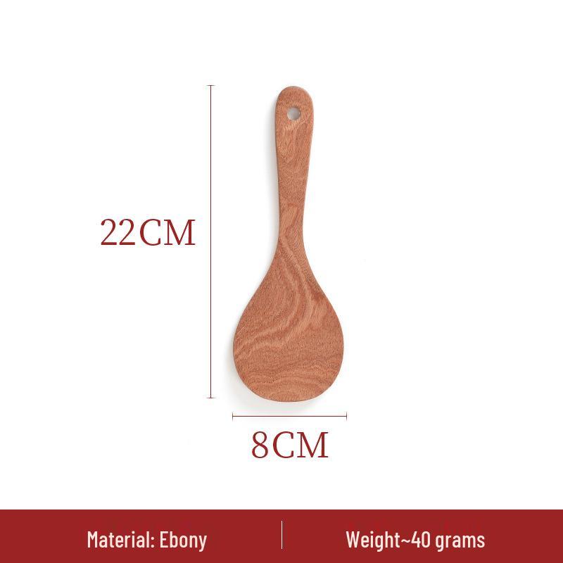 Набор кухонной утвари из японского эбенового дерева: Антипригарная лопатка, Ложка для риса, Половник, Лопатка для жарки
