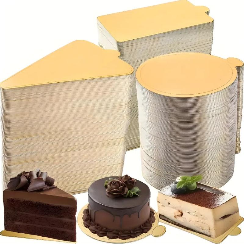 100pcs/set Cake Base Boards Paper Board Shape Dessert Tray Golden Mousse Mat Bottom Foam Christmas Cake Decoration Tools