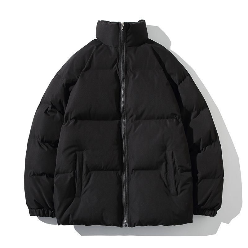 Korean Style Men's Thick Cotton Jacket - Loose, Warm, Stand-up Collar, Plus Size for Autumn & Winter