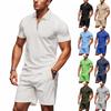 Polo Estiva a Maniche Corte con Cerniera Completo Pantaloncini Casual Uomo