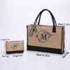Large Capacity Letter Printed Handbag Lunch Bag Party DIY Gift Bag Reusable Canvas Shopping Bag