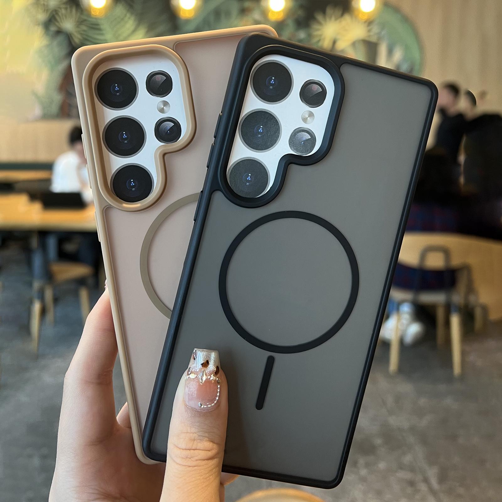 

For Samsung Galaxy S25 Ultra Magnetic Case Matte Skin Touch TPU+PC Phone Back Cover Black