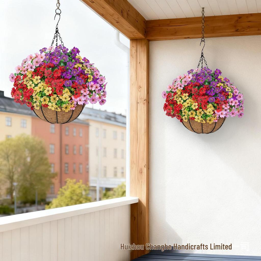 Spring Violet Eucalyptus Hanging Basket Pendant for Home Decoration