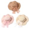 Spring Summer Lace Pearls Straw Hat French Style Women's Sun Hat Bow Ribbon Straw Hat  Girls