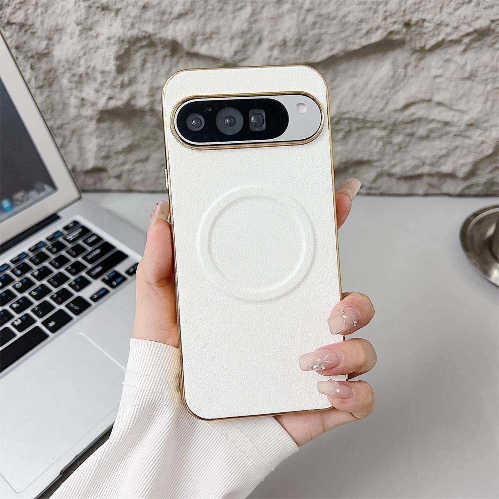 Luxury Business Leather Plating Magnetic Phone Case for Google Pixel 10 9 Pro XL 9A 8A for Wireless Charger Matte Protection Back Cover