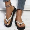 Mode Mode Spitze Strass Dekor Flip Flops für Damen Neu Dicke Sohle Keilsandalen Frau Ausgehen Slipper Anti-Rutsch Hausschuhe Mujer