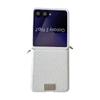 Samsung Z Flip7 Case - Crocodile Texture, Folding Screen, Pearl Bracelet, Scratch-Resistant, Hard Protection