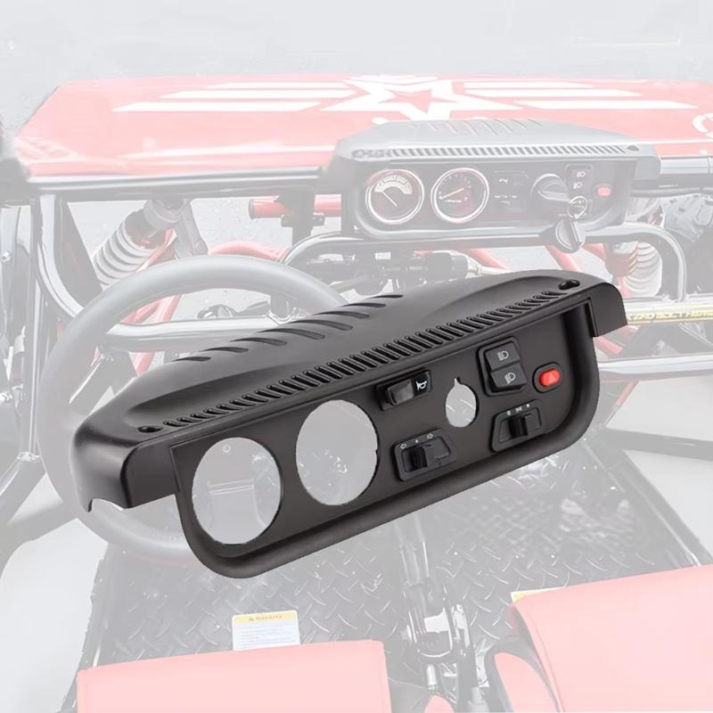 50cc to 250cc Instrument Panel Housing, Black Plastic Front Panel Cover with Round Openings for Go Kart Trim Repair Work and Service