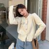 Cardigan Sweet Round Neck Sweater Cardigan Bowknot Long Sleeve Design Sense French Small Fragrant Cardigan Sweater Female Coat