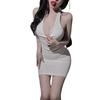 Large Size New Sex Underwear Sexy Royal Sister Deep Wind V Neck Wrap Hip Short Skirt Spice Girl Slim and Thin F Dress