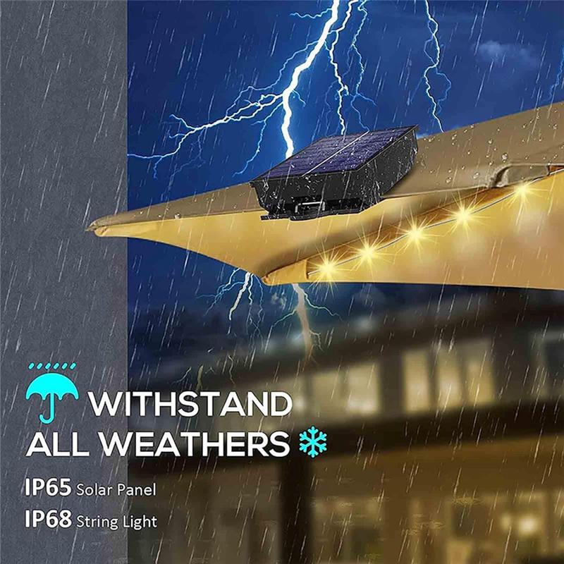 Good-Solar Umbrella Lights With Remote Control, Solar Powered Patio LED Umbrella Lamp With Clip For Garden, 8 Modes 104 LED