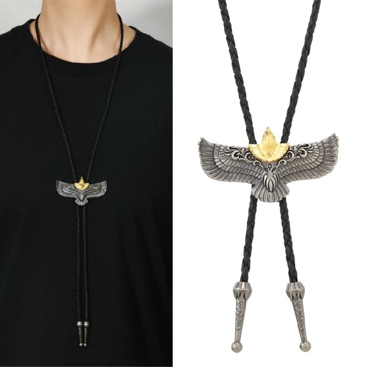 Soft PU Leather Adjustable Necklace Tribal Bird Design Adult Child Accessory Fashion Bolo Tie Necktie for Women and Men