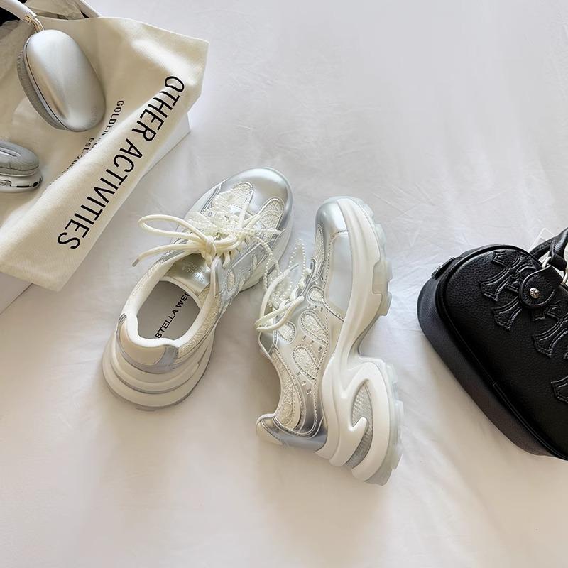 

Platform dad shoes women s spring and summer new pearl belt mesh breathable sports and leisure shoes women 40