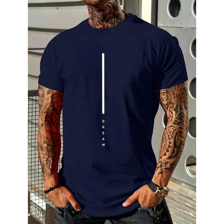 

Хлопок Мужская летняя свободная футболка свободного кроя с принтом букв DREAM, облегающая, повседневная, спортивная, с круглым вырезом и короткими рукавами, из 100% хлопка L