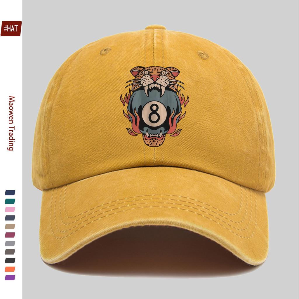pc pcs American Vintage Tattoo Baseball Cap Suitable for Men Women Adjustable Trucker Hat with Buckle Closure Leopard Prin