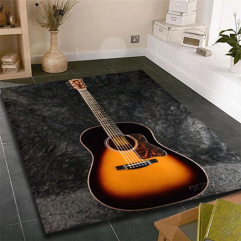 Music Is The Voice Of The Soul Guitar Printed Carpet for Living Room Rugs Camping Picnic Mats Anti-Slip E-sports Rug Yoga Mat