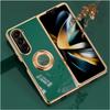 Shockproof Plating Ring Holder Phone Case for Samsung Galaxy Z Fold 6 5 4 Protective Stand Back Shell Luxury Full Protection Cover