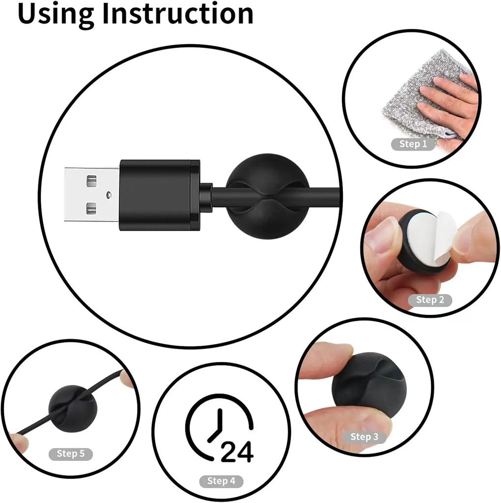 6/50PcsMini Cord Holder USB Charging Cable Clips Reusable Desk Tidy Organiser Wire Cord Holder Protectors in Home Office Car