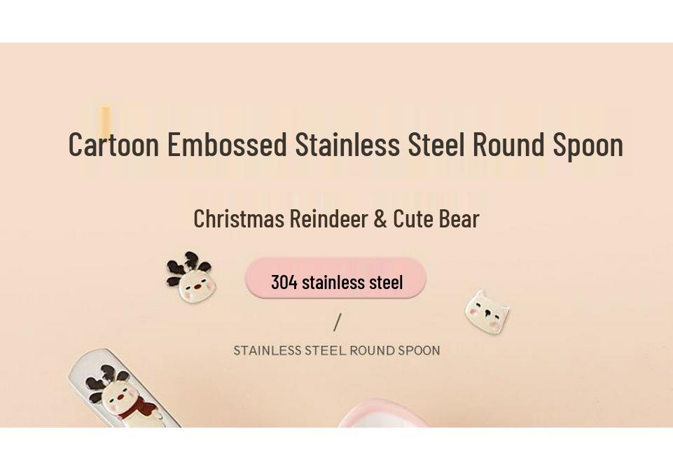 304 Stainless Steel Children's Long Handle Soup & Teaspoon, Korean Style