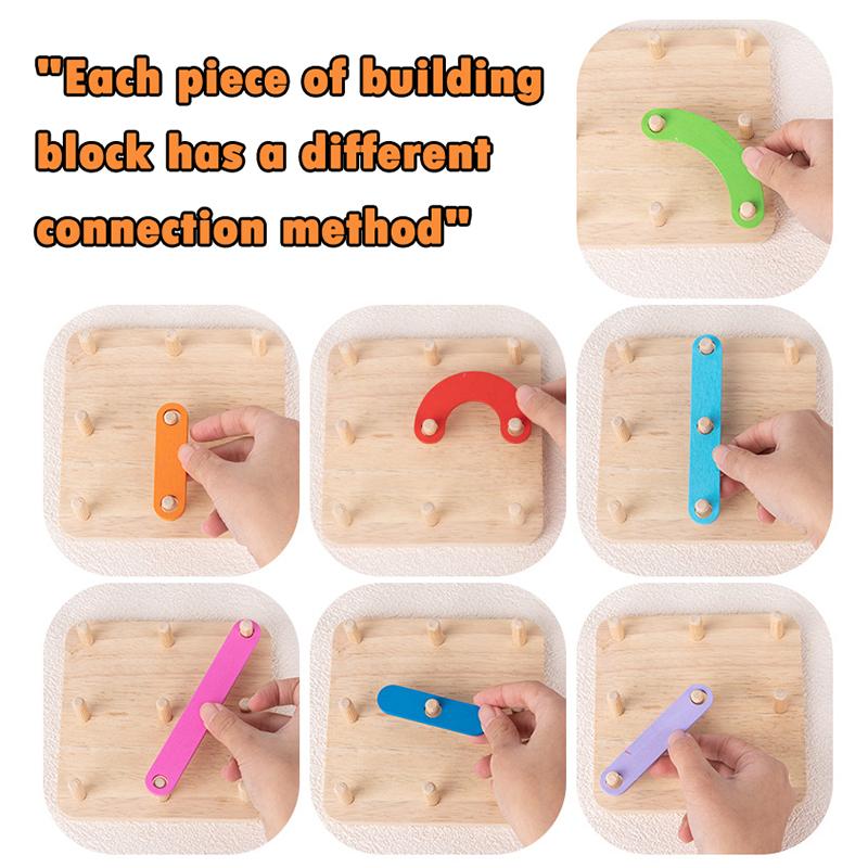 Geoboard Montessori Sensory Wooden Puzzles Toys Shape Color Letter Number Construction Puzzle Geometric Pegboard Children Toys