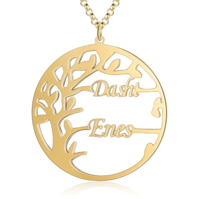 Rose Gold Pendant Engraved Couple Names 