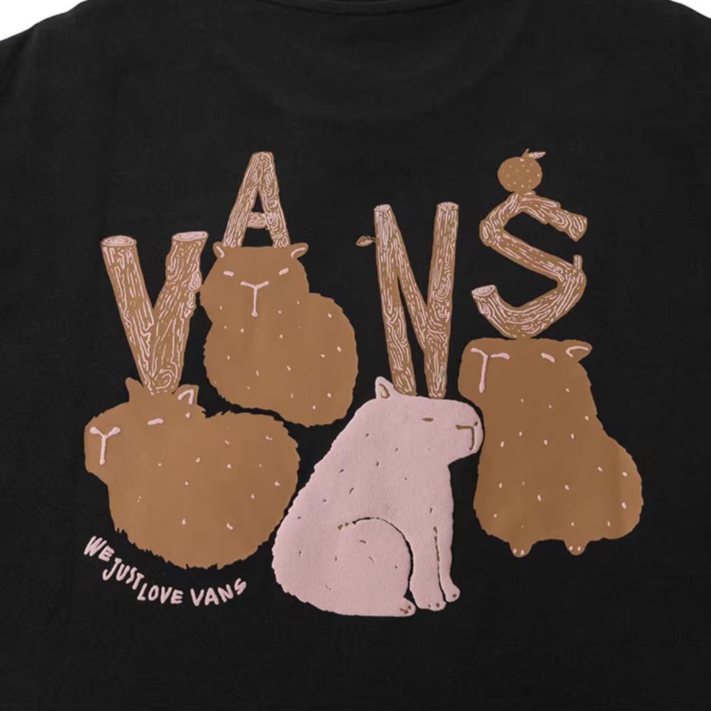 Vans X Künstler-Kollaboration Rundhals Mode Vielseitiges Kurzarm-T-Shirt Unisex Oberteile Schwarz VN000RNRBLK