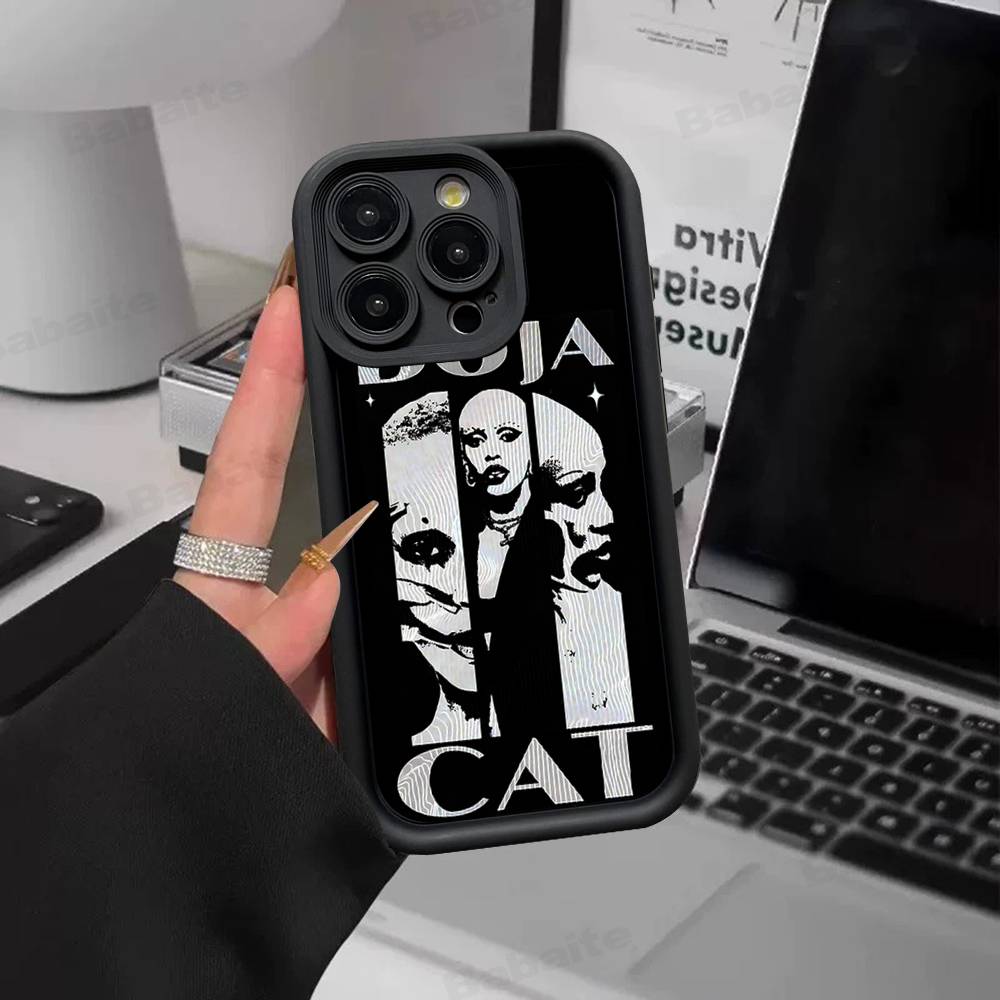 Doja Singer C-Cat Silicone Soft Phone Case For IPhone 17 16 15 14 Plus 13 12 Mini 11 Black Cover