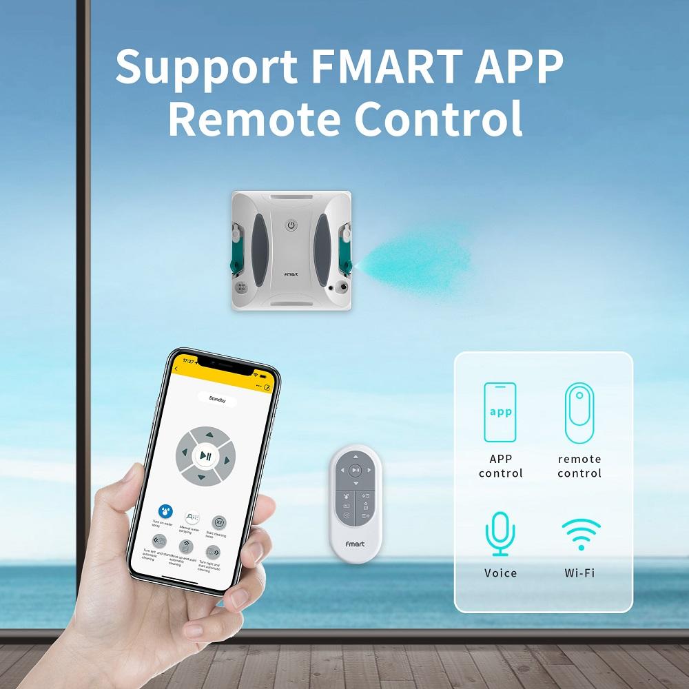 FMART W6 Window Cleaner Robot Double-Sided Spray Water, 3800Pa Strong Suction Smart Window Cleaning Robot