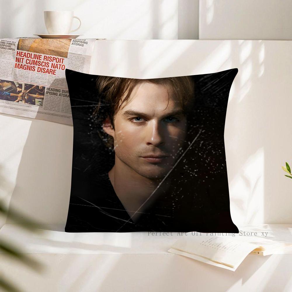 Schauspieler Damon Salvatore Kissenbezug Quadratisches Kissenbezug Schlafzimmer Sofa Zimmer Dekoration Lässiger Kissenbezug