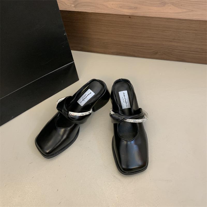 High Heels Thick Heel Bag Head Half Slippers Women's Summer Wear New Models with Skirts One Pedal Single Shoes Sandals